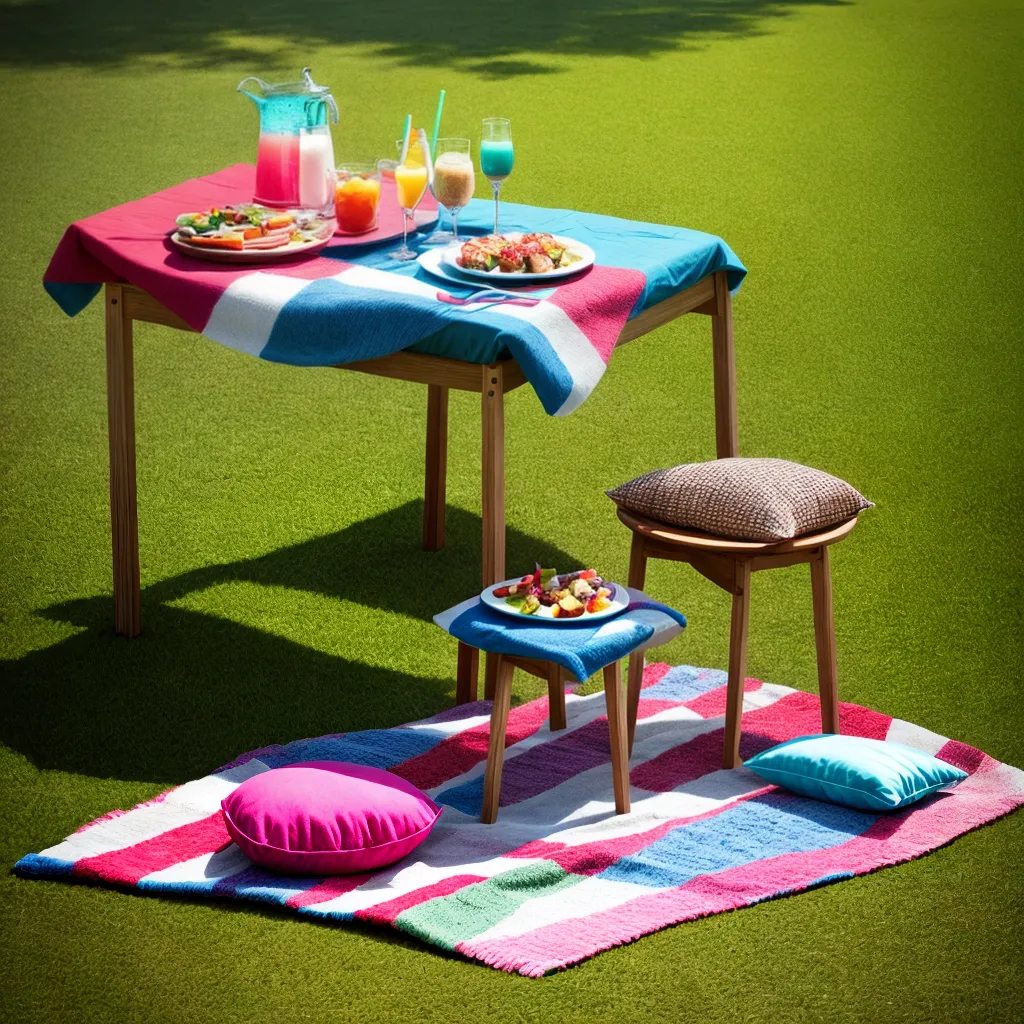 picnic colorido campo verde