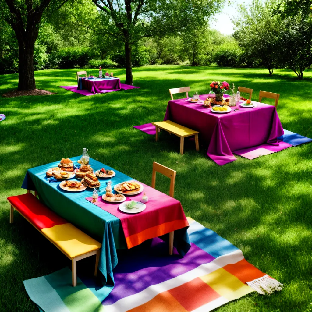 picnic colorido amigos comida parque