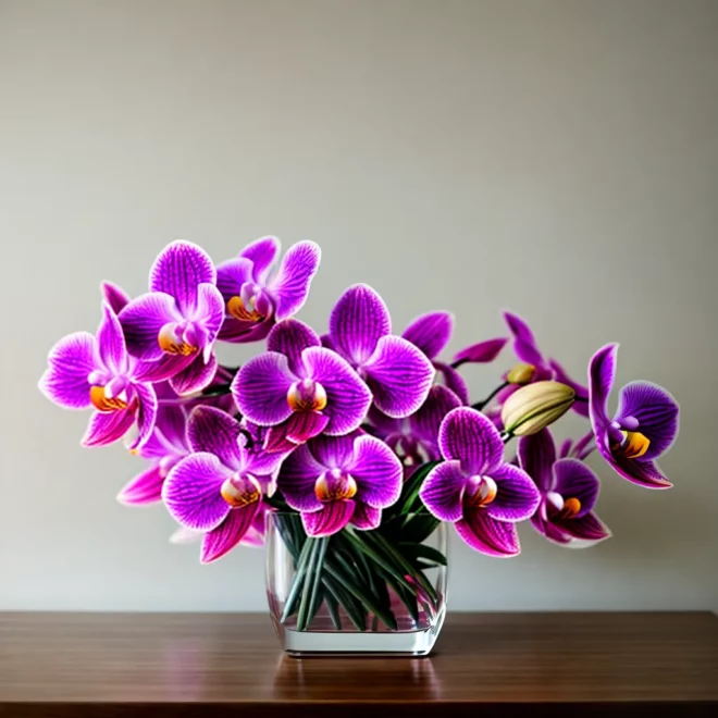 arranjo orquideas vibrantes vaso cristal