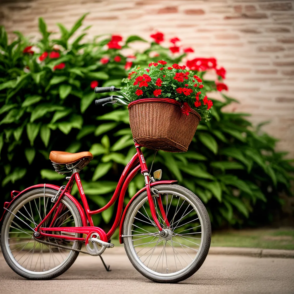 bicicleta vermelha vintage carrinho flores bicicleta vermelha vintage carrinho flores