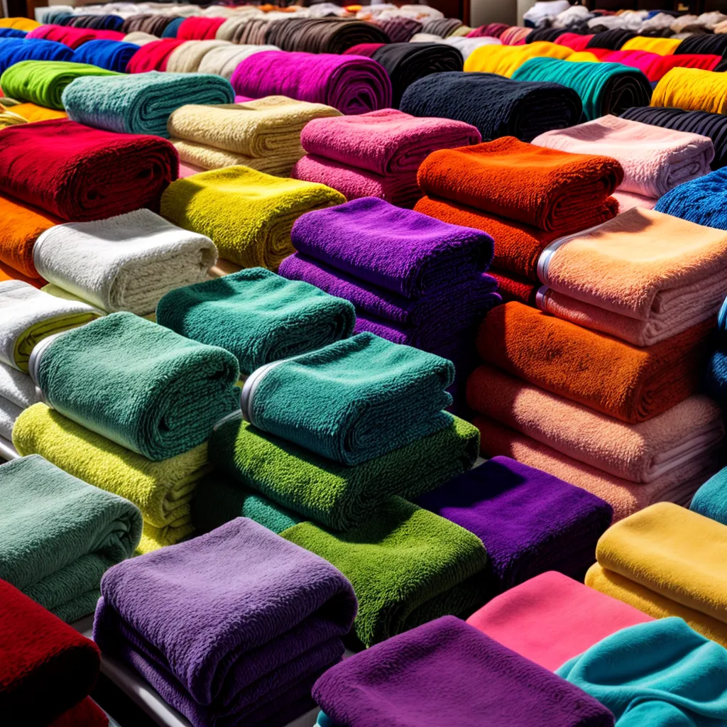 toalhas coloridas dobradas prateleira 2 toalhas coloridas dobradas prateleira 2