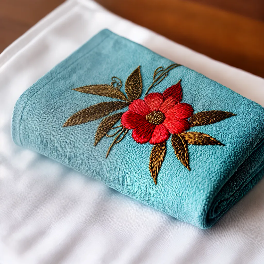 toalha bordada flores elegante