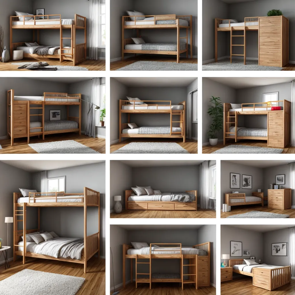 beliche madeira escada metal armazenamento loft triplo