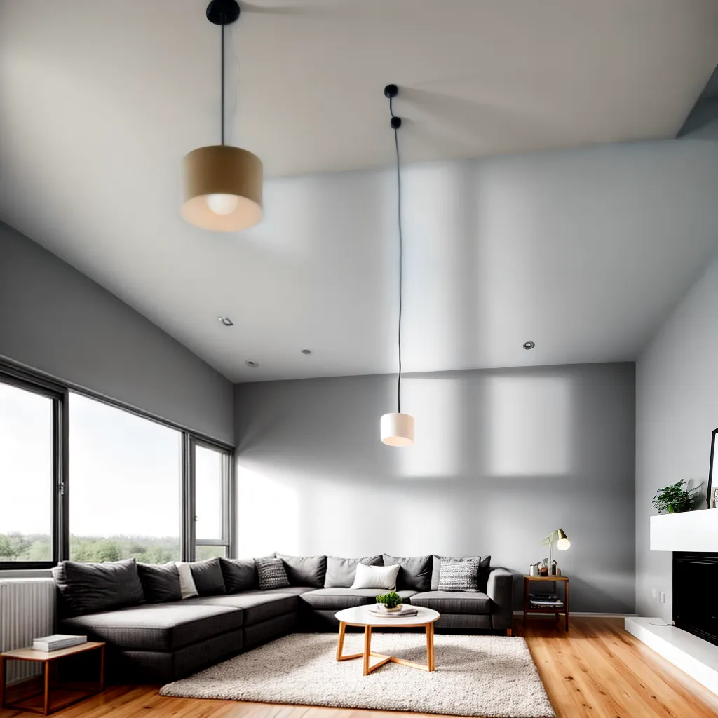 sala estar teto alto pendente moderno