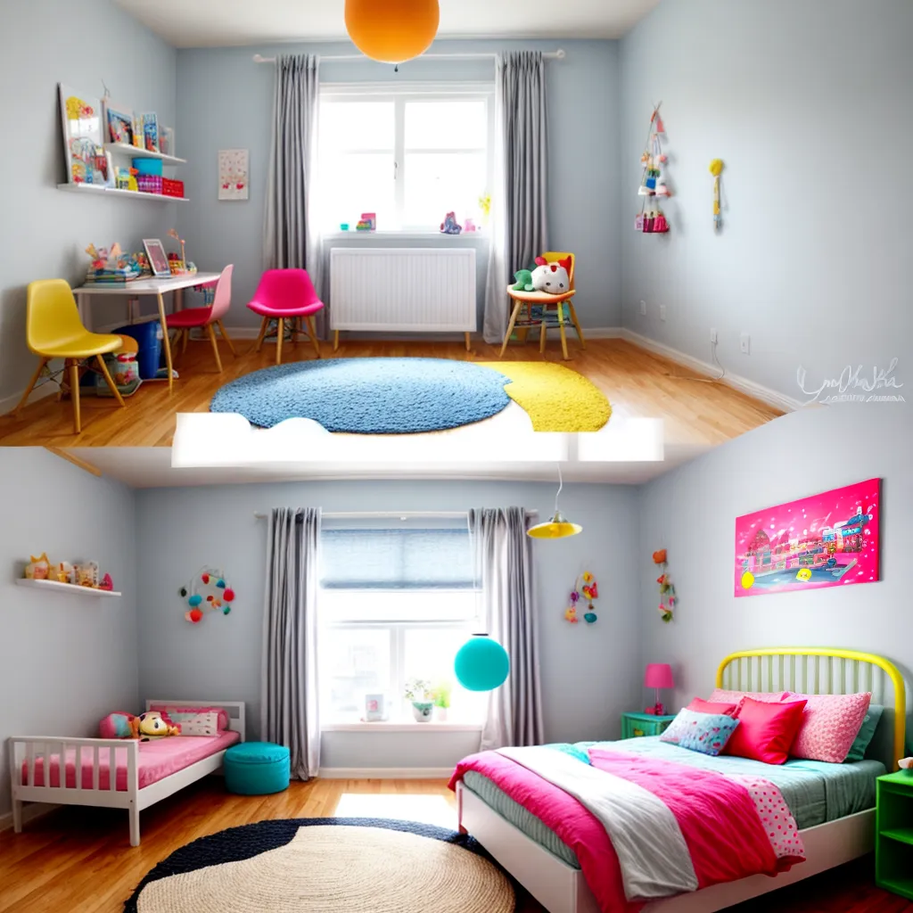 quarto infantil colorido luzes pendentes