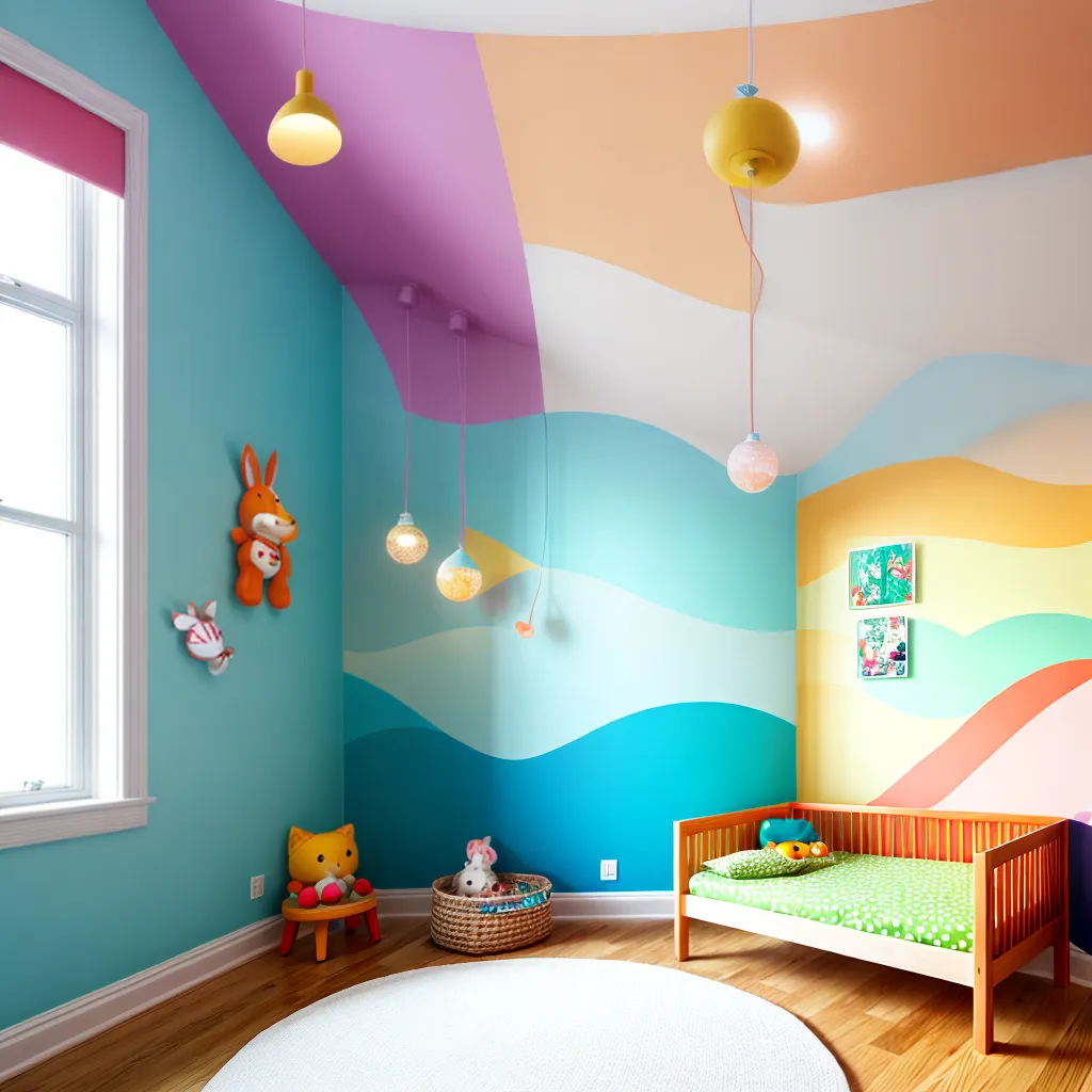quarto infantil colorido pendentes animais