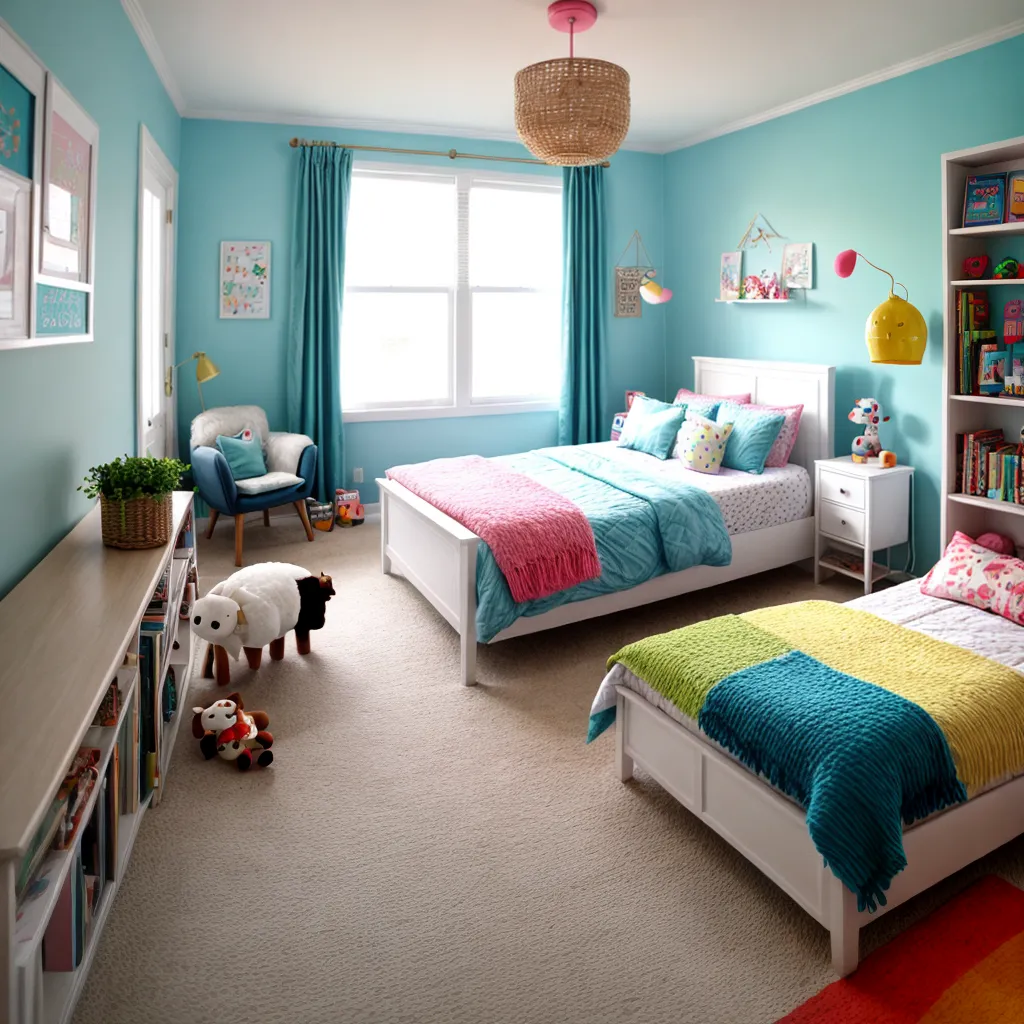 quarto infantil luzes coloridas brinquedos