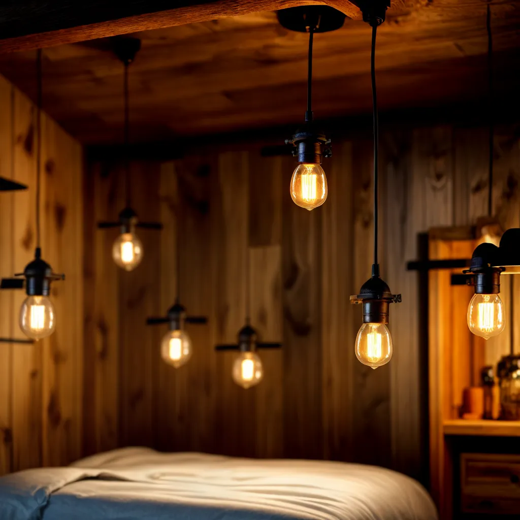 sala rustica luzes pendentes vintage