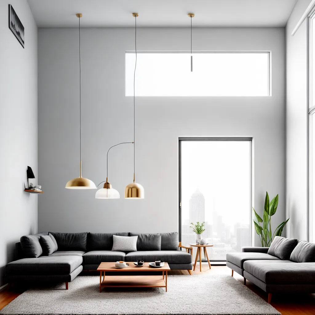 sala minimalista luz pendente