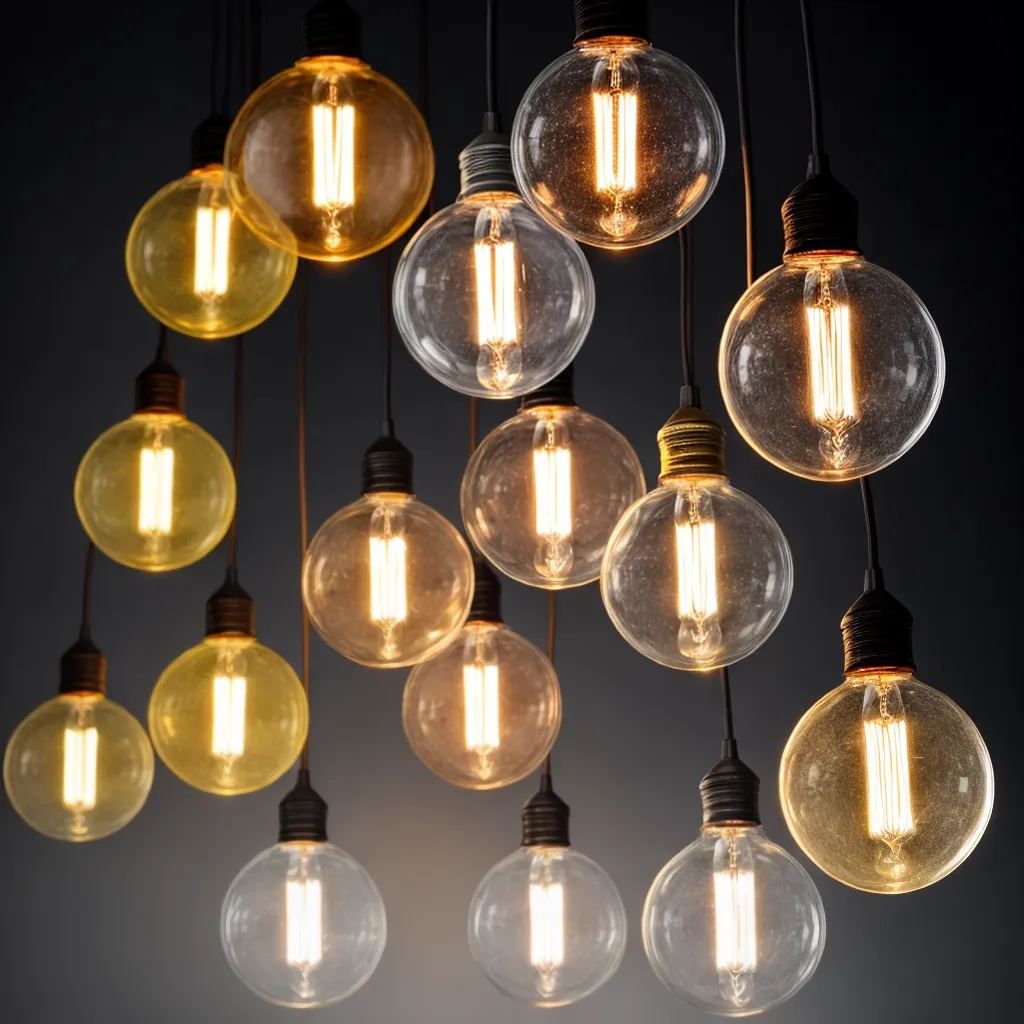 lampadas diferentes formatos tamanhos cores