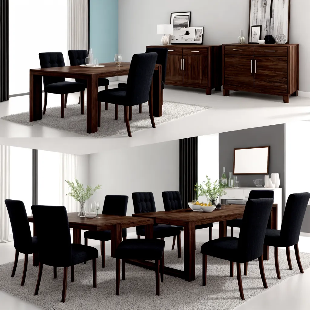 mesa madeira escura cadeiras modernas