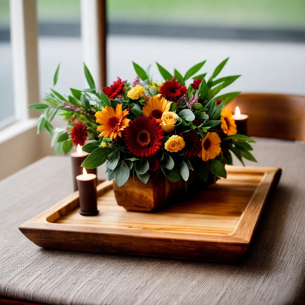 mesa jantar flores velas rustico