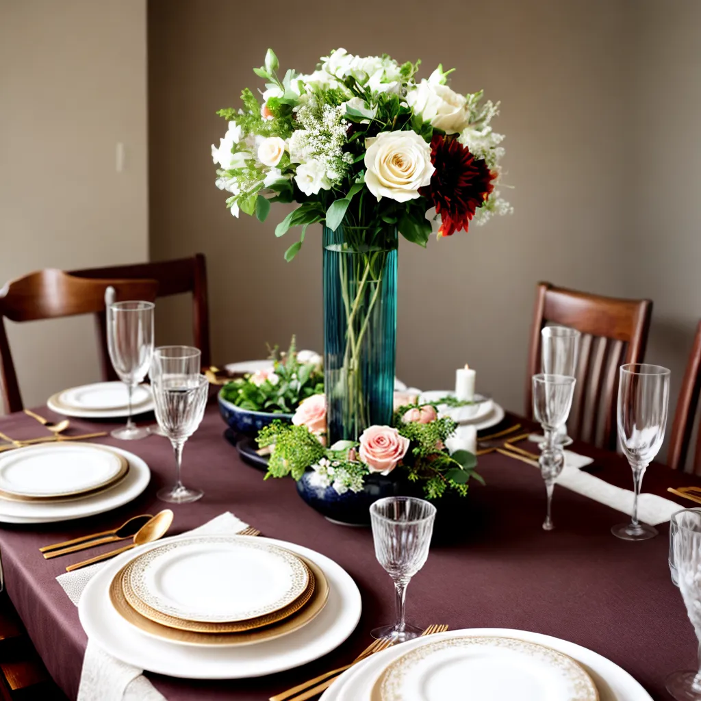 mesa jantar elegante centro flores 2