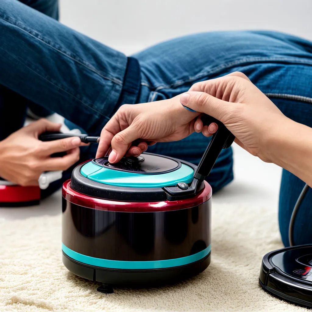 limpeza robot aspirador maos