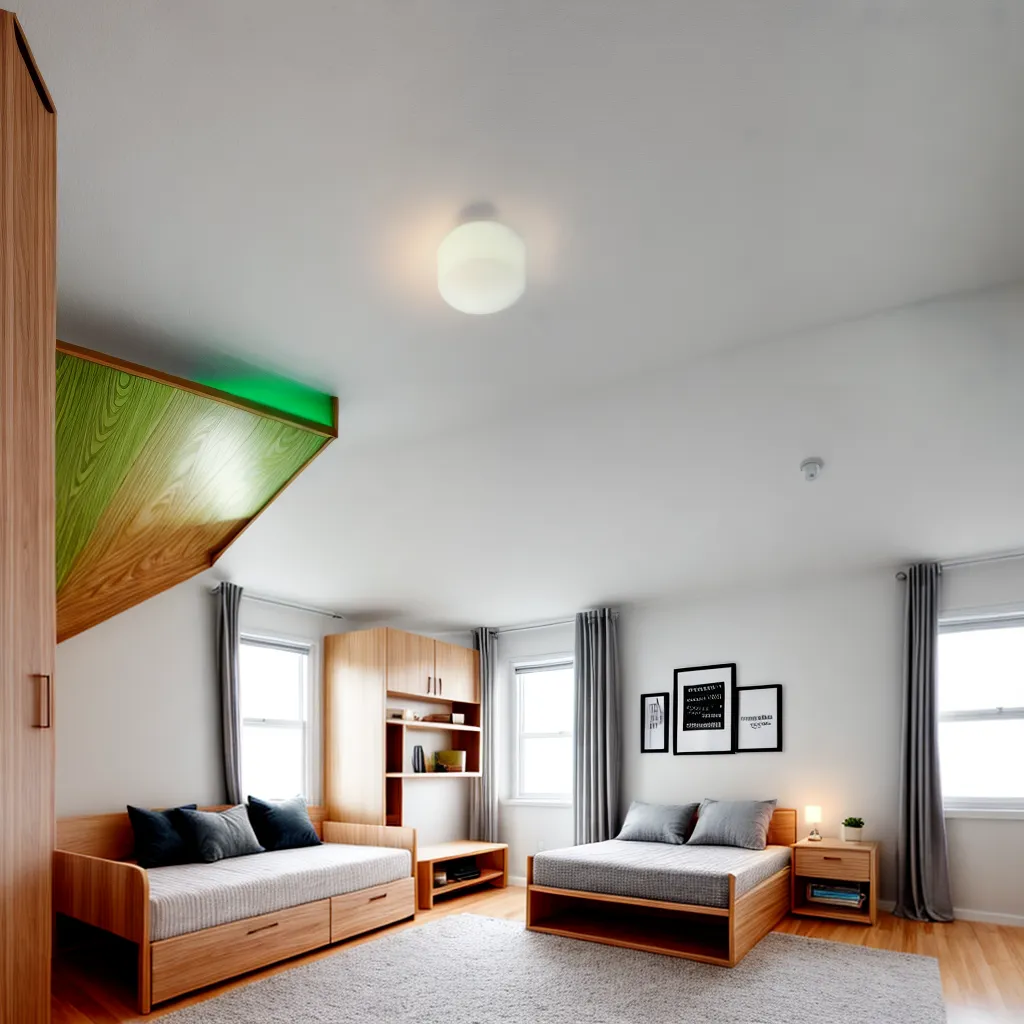 quarto acolhedor bicamas moderno