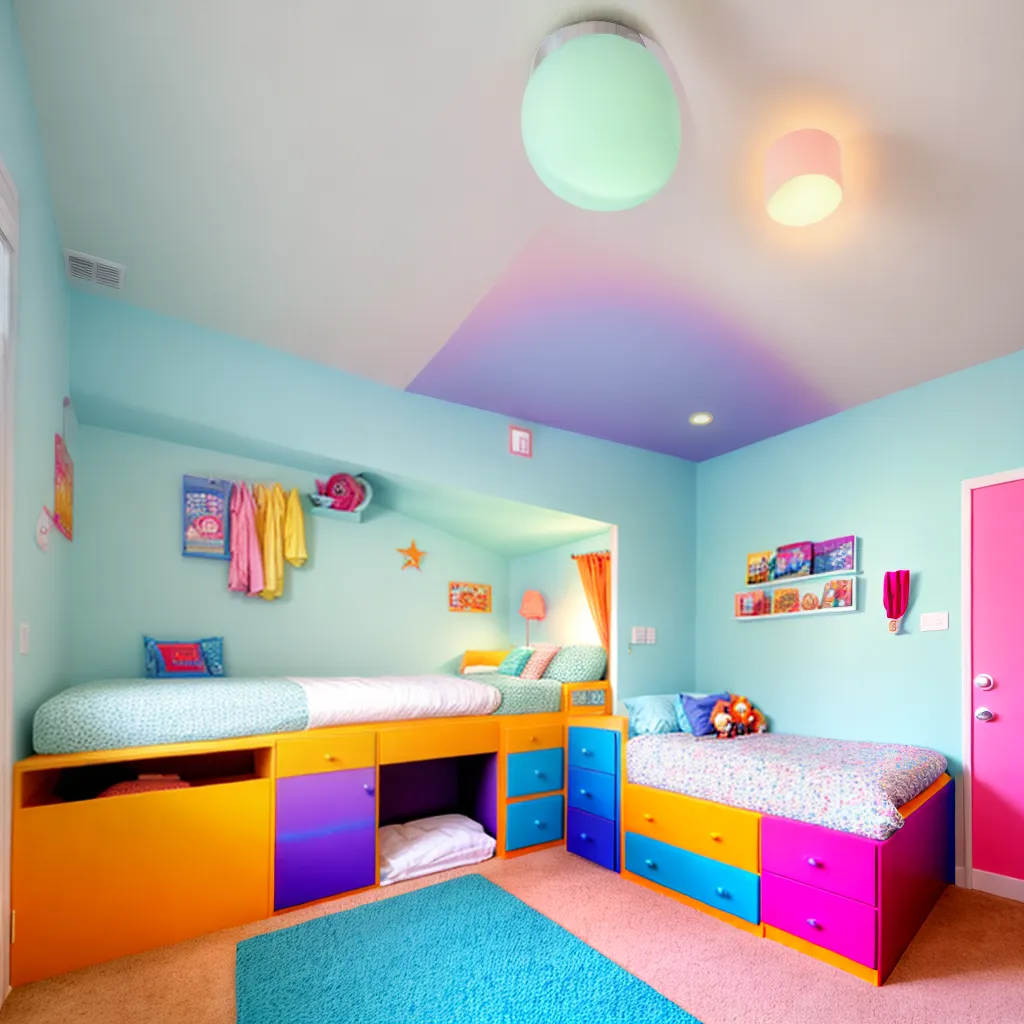 quarto infantil colorido beliche trundle