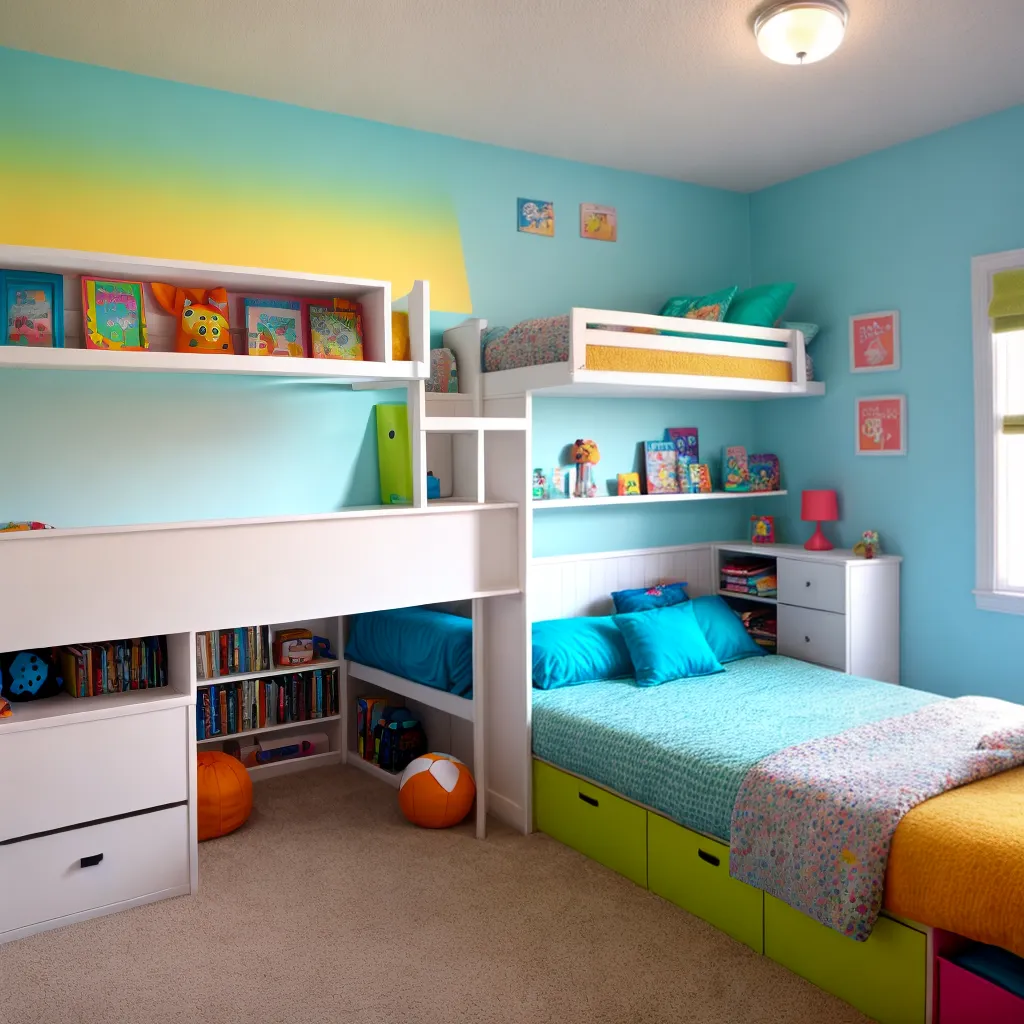 quarto infantil colorido beliche trundle 2