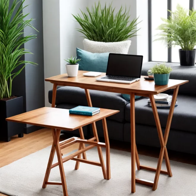 mesa bambu dobravel versatil decoracao