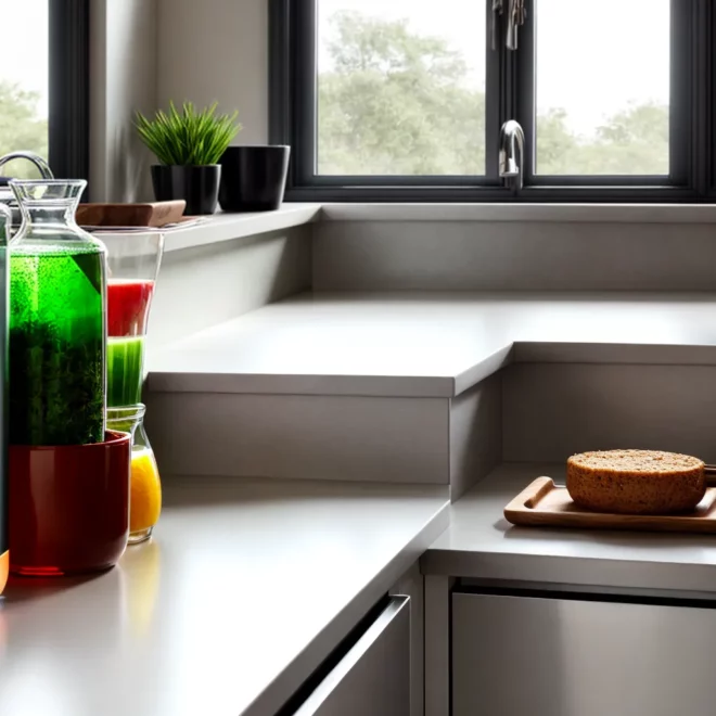 cozinha moderna bancada vidro luminosidade