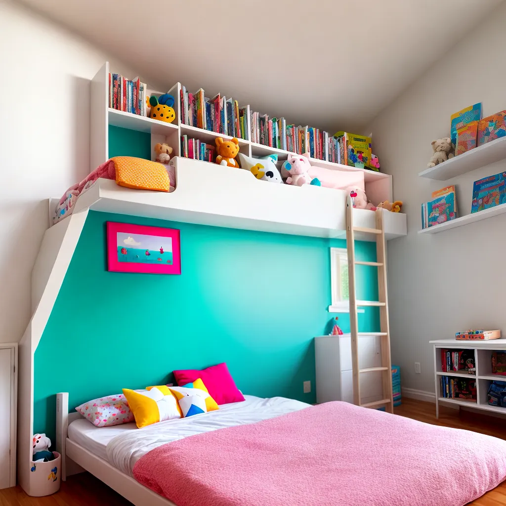 quarto infantil colorido cama brinquedos