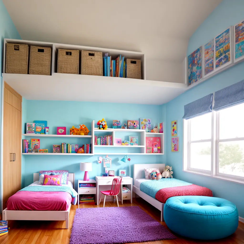 quarto infantil colorido luzes livros