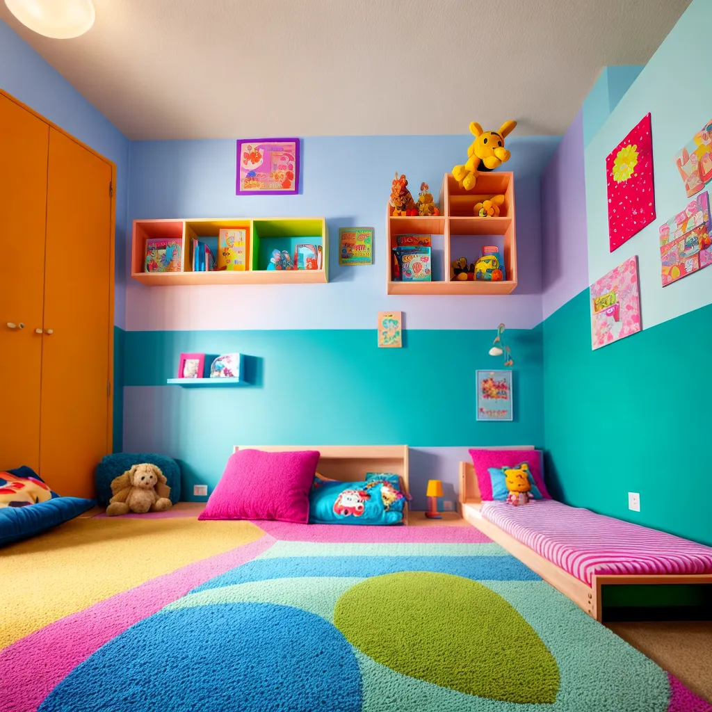 quarto infantil colorido animais brinquedos