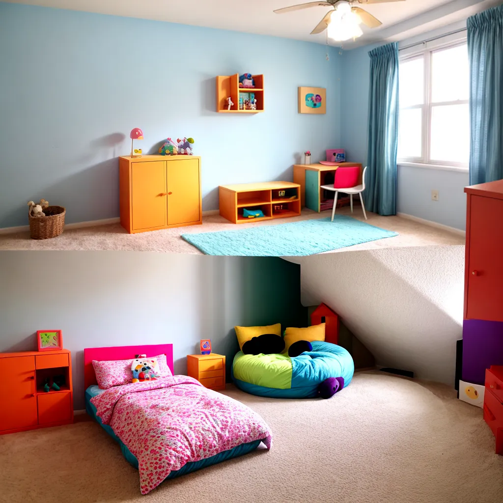 quarto infantil colorido cama brinquedos 4