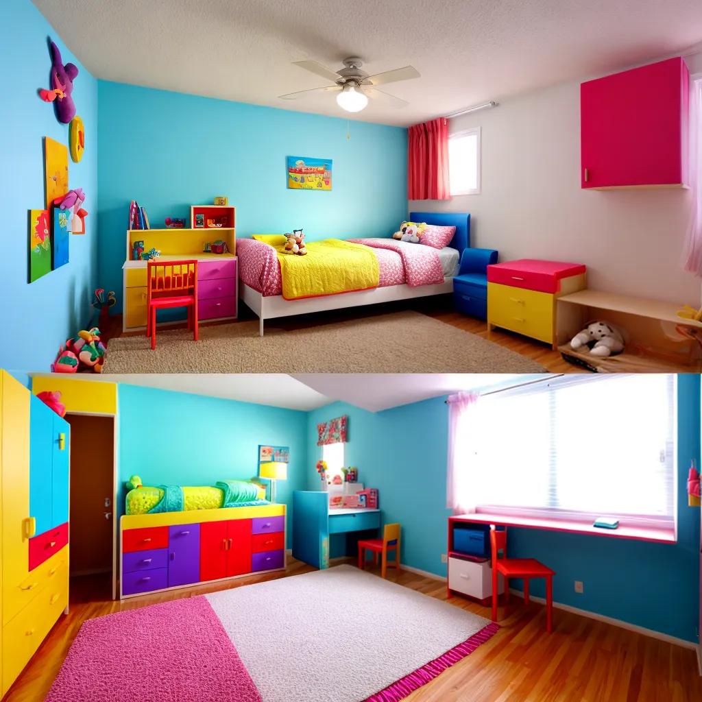 quarto infantil colorido cama brinquedos 5