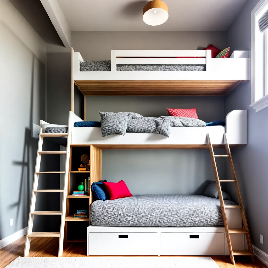 quarto compacto bicama leitura armazenamento
