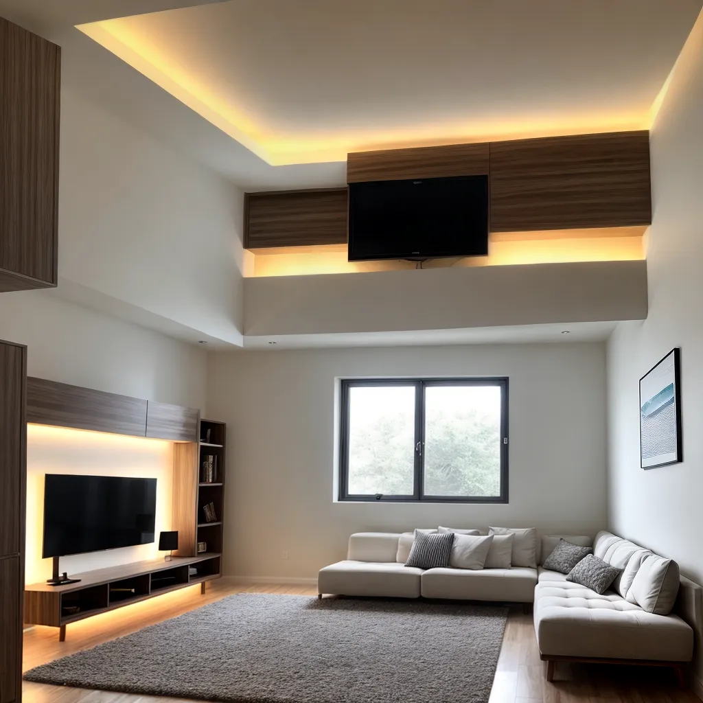 sala estar iluminacao led moderna