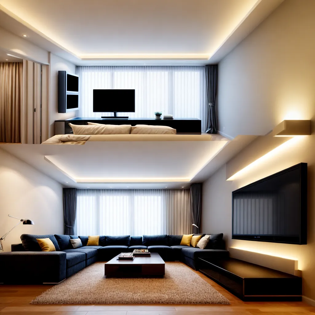sala decorada led ambiente aconchegante