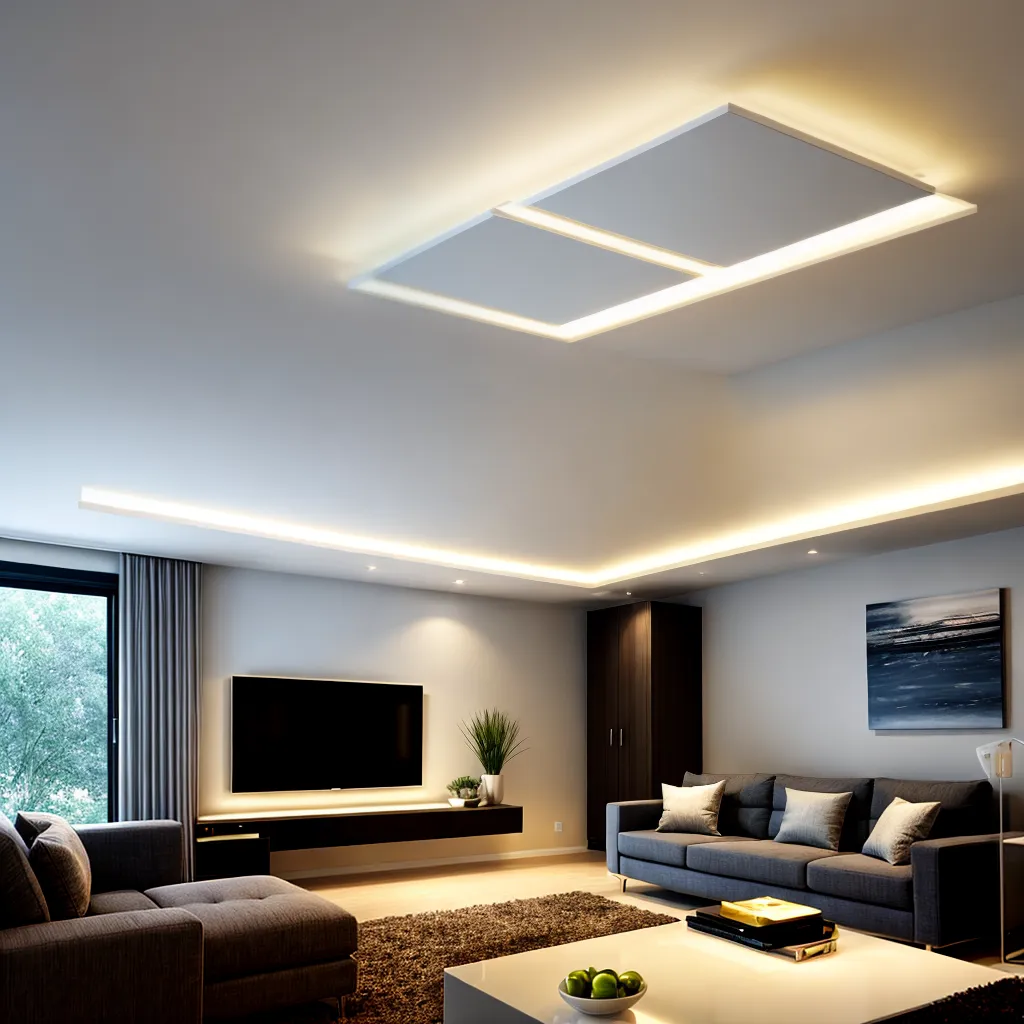 iluminacao led teto sala moderna