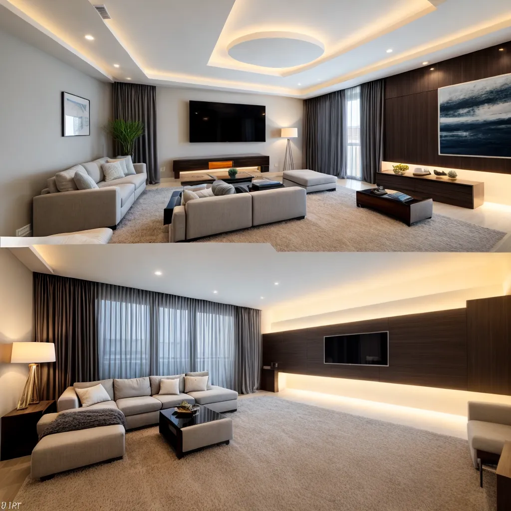 sala moderna luz led teto