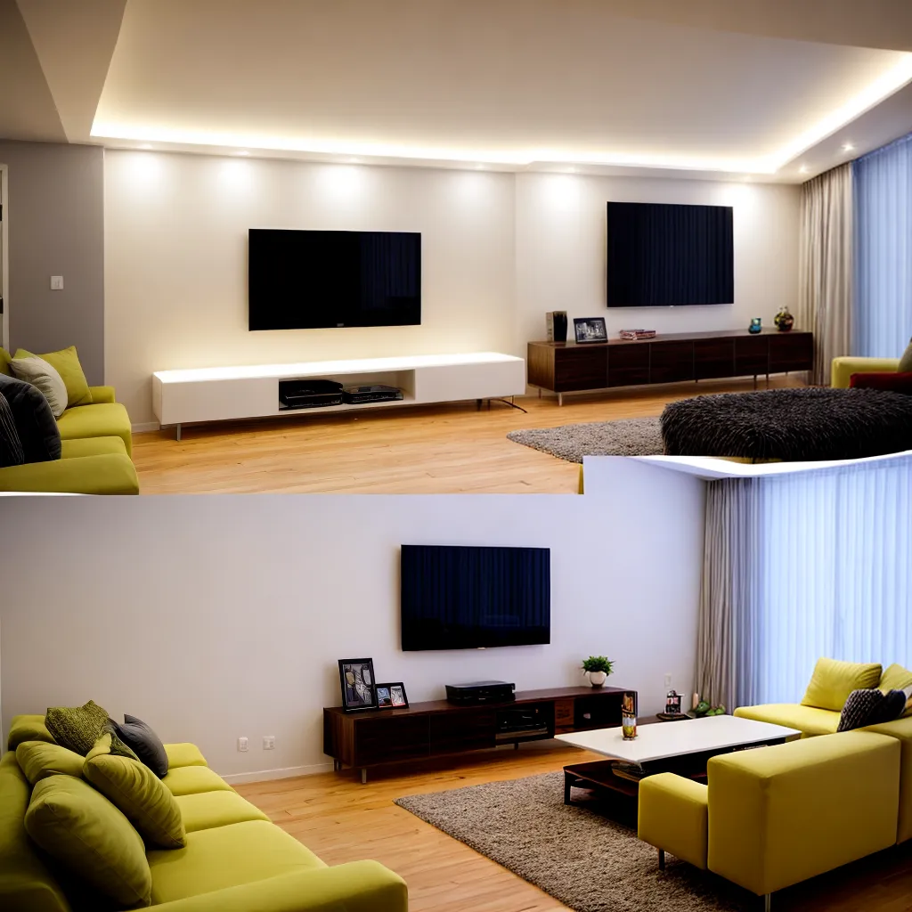 sala iluminada fitas led ajustaveis