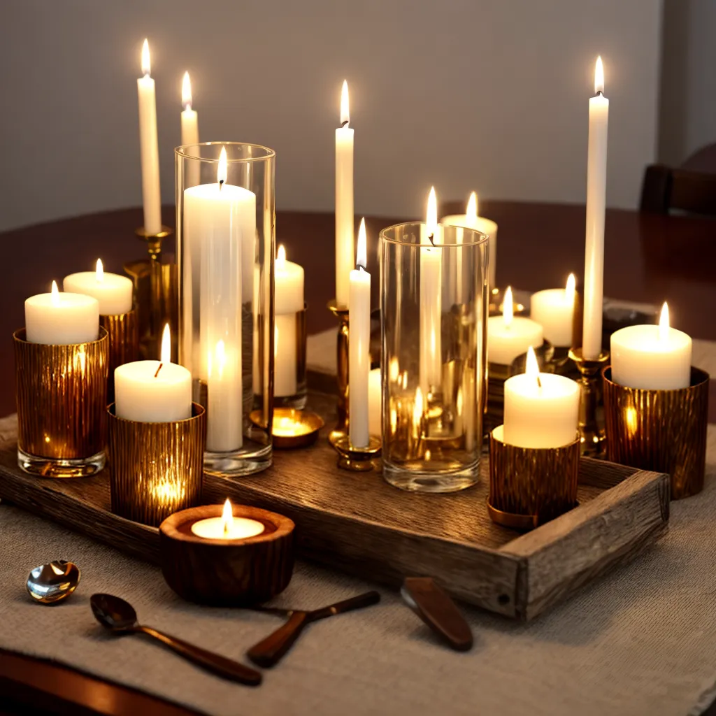 mesa decorada variedade porta velas