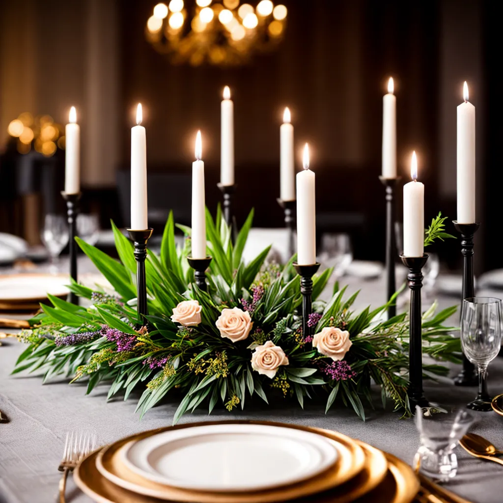 mesa elegante candelabros reflexos sofisticado mesa elegante candelabros reflexos sofisticado