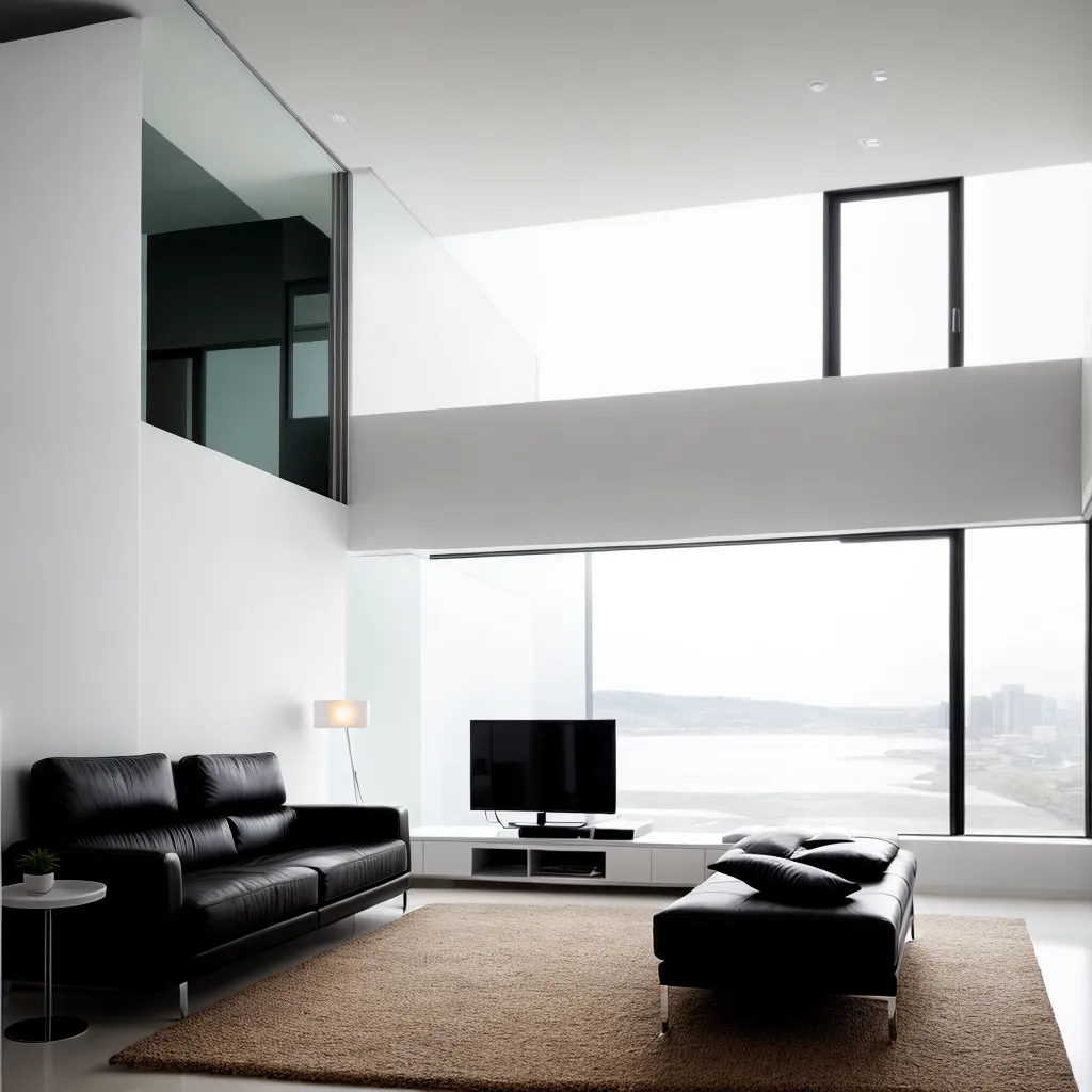 sala minimalista espelhos luz natural