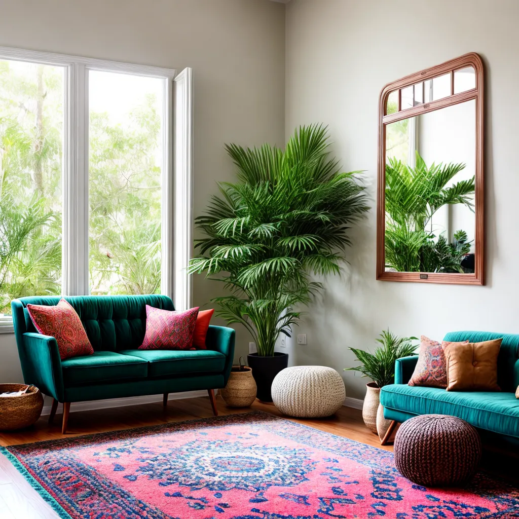 sala boho chic espelho plantas 1 sala boho chic espelho plantas 1
