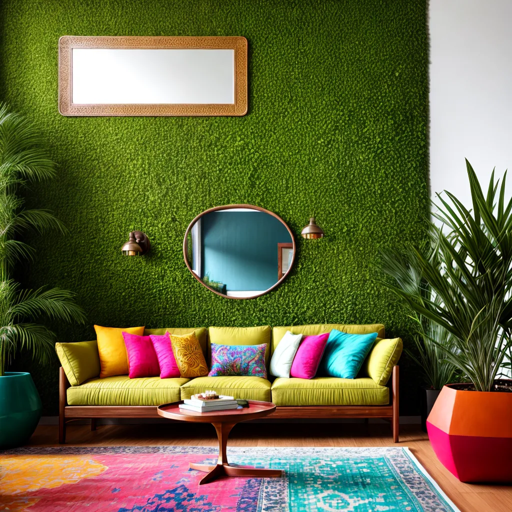 sala boho chic espelho organico 2