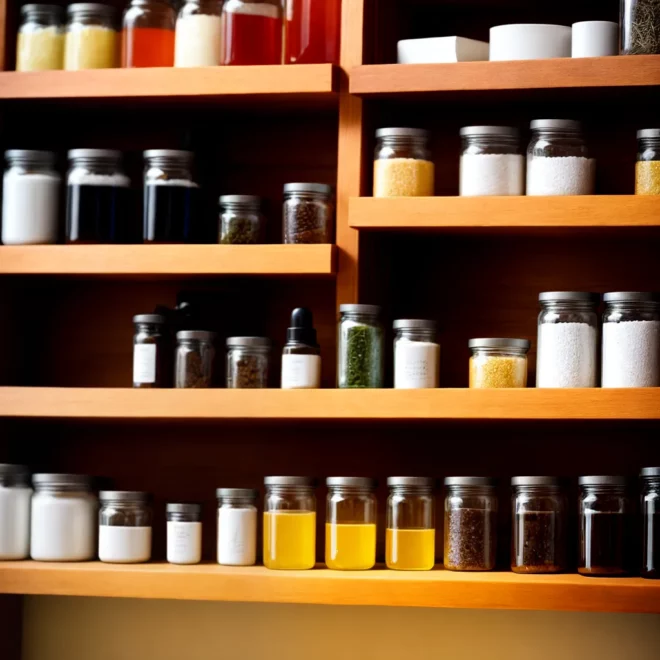 prateleira vidros produtos limpeza natural
