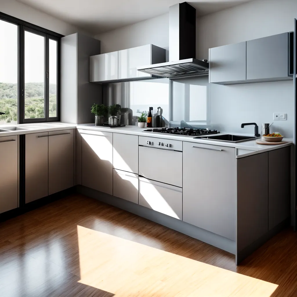 cozinha moderna elegante piso brilhante