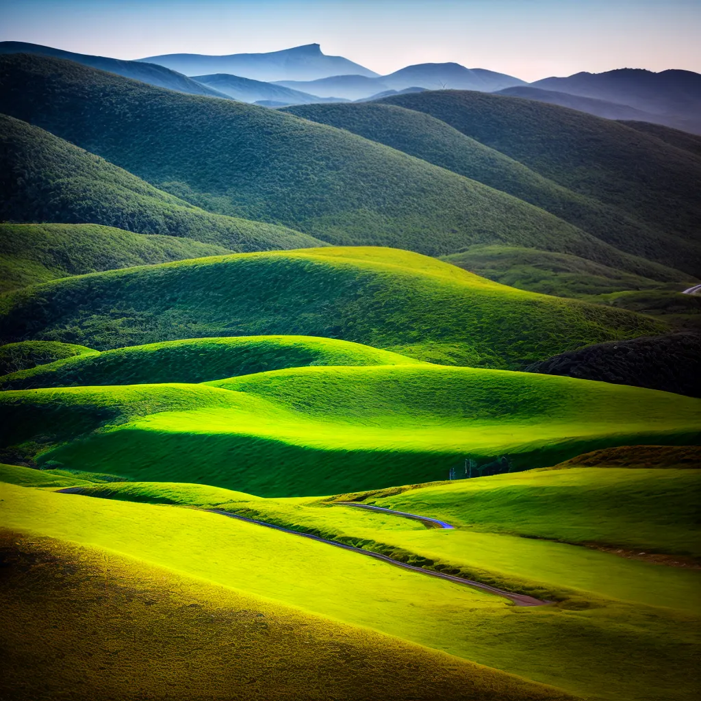 fotomural paisagem montanha verde azul