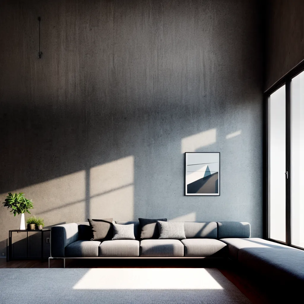 sala minimalista concreto moderno