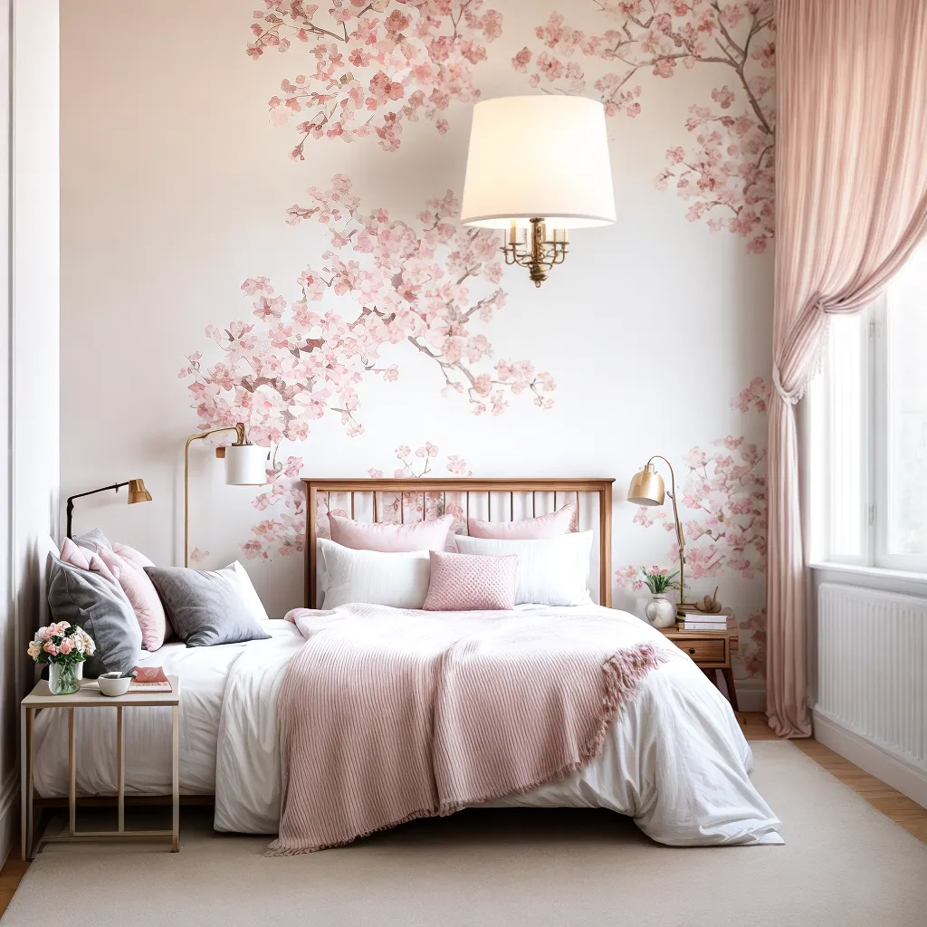 quarto romantico parede papel de parede