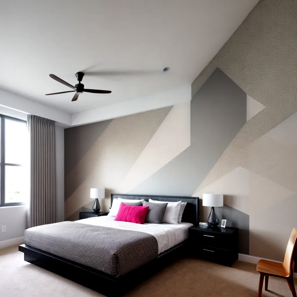 quarto moderno papel de parede geometrico