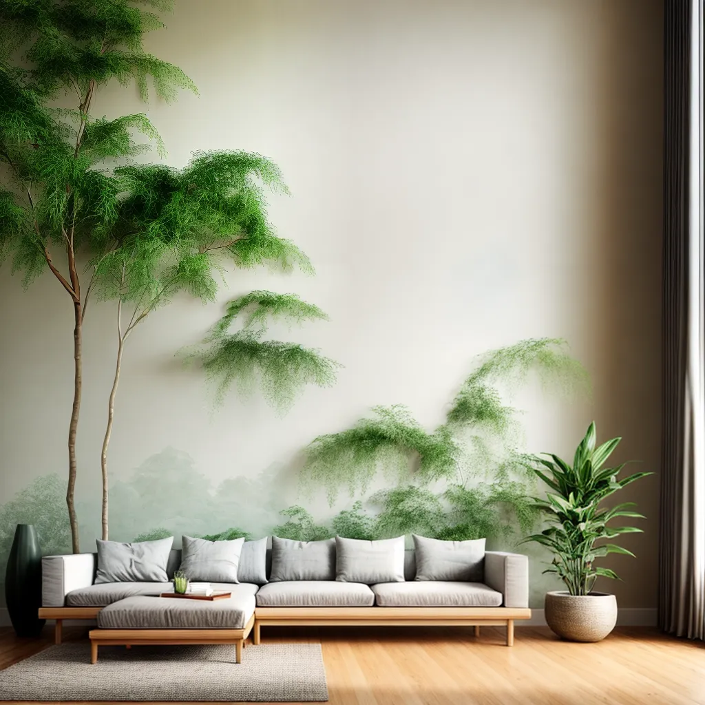 sala tranquila papel de parede bambu