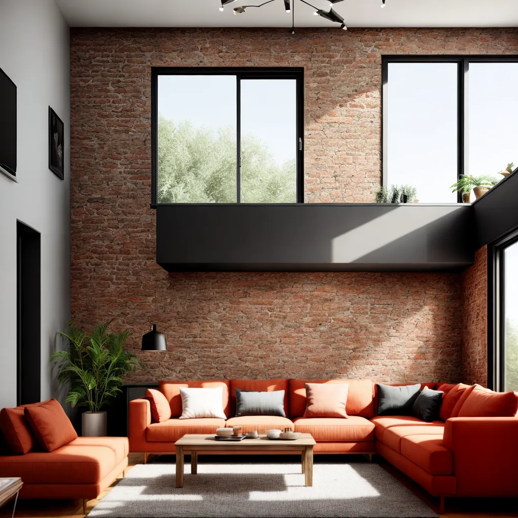 sala estar acoalhada parede tijolos