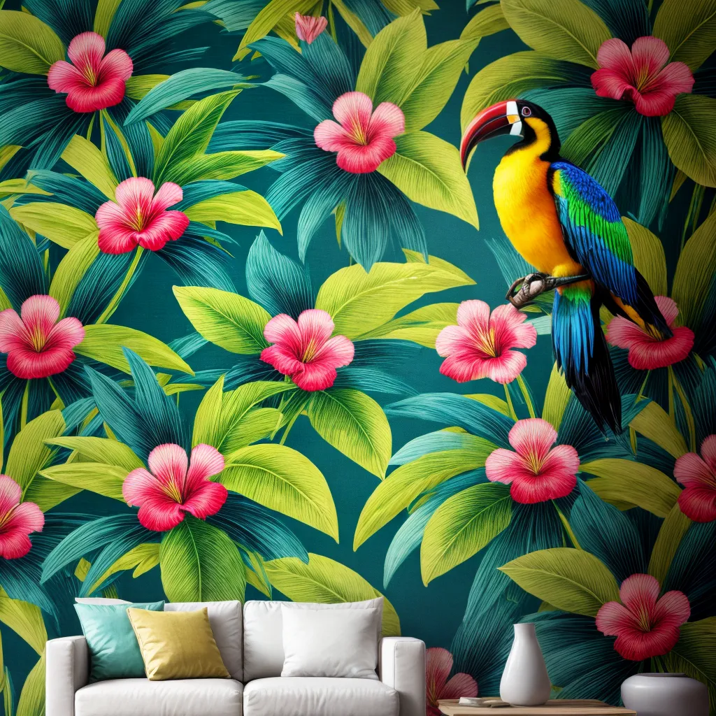 papel de parede tropical sala