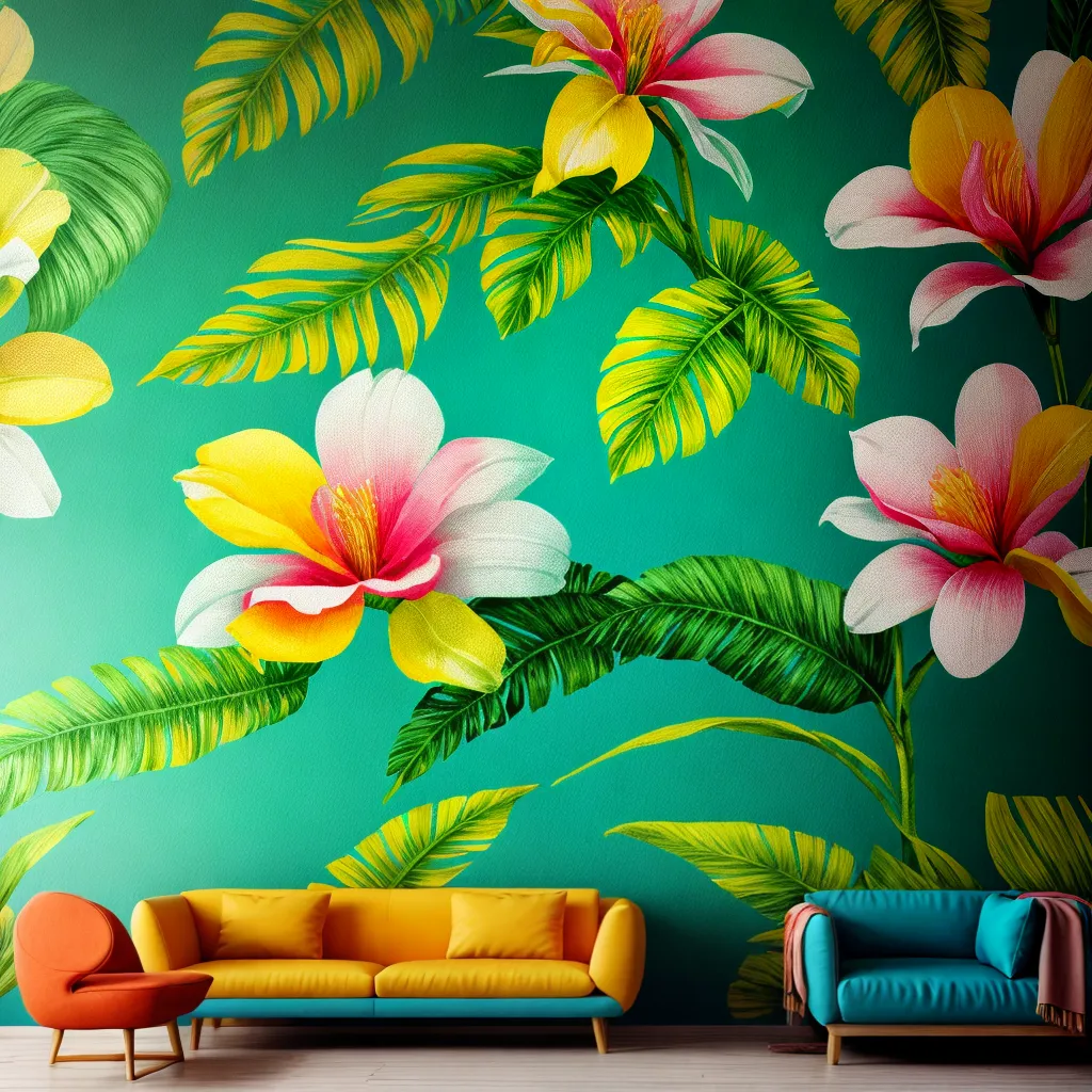 papel de parede tropical sala vibrante
