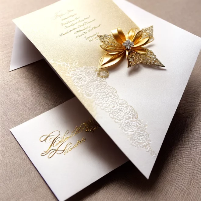 convite bodas ouro elegante